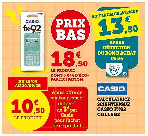Calculatrice scientifique Casio FX92