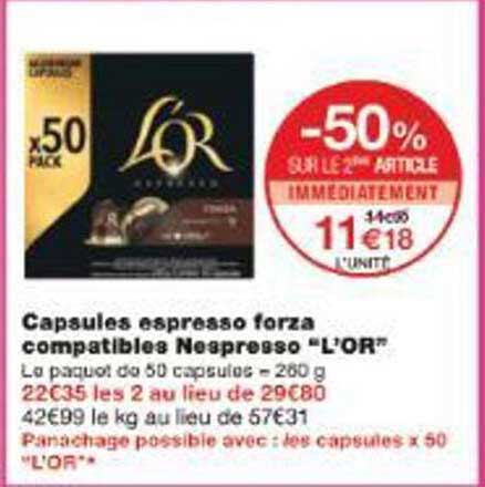 Capsules espresso forza compatibles Nespresso "L'OR"