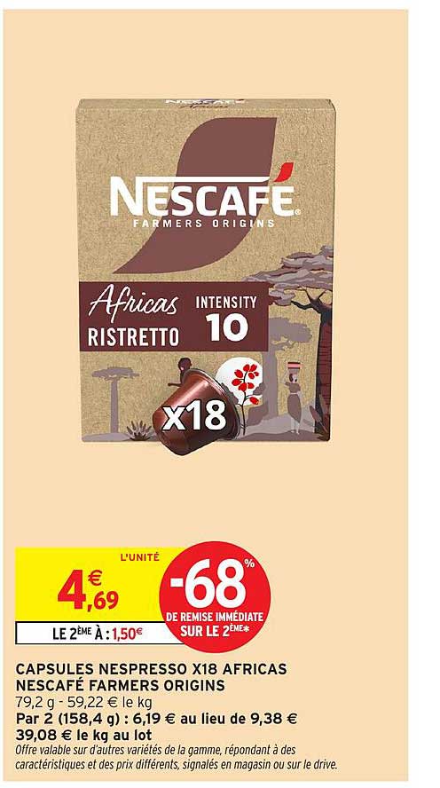 CAPSULES NESPRESSO X18 AFRICAS NESCAFÉ FARMERS ORIGINS