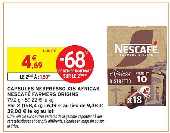CAPSULES NESPRESSO X18 AFRICAS NESCAFÉ FARMERS ORIGINS