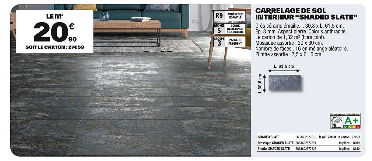CARRELAGE DE SOL INTÉRIEUR “SHADED SLATE”