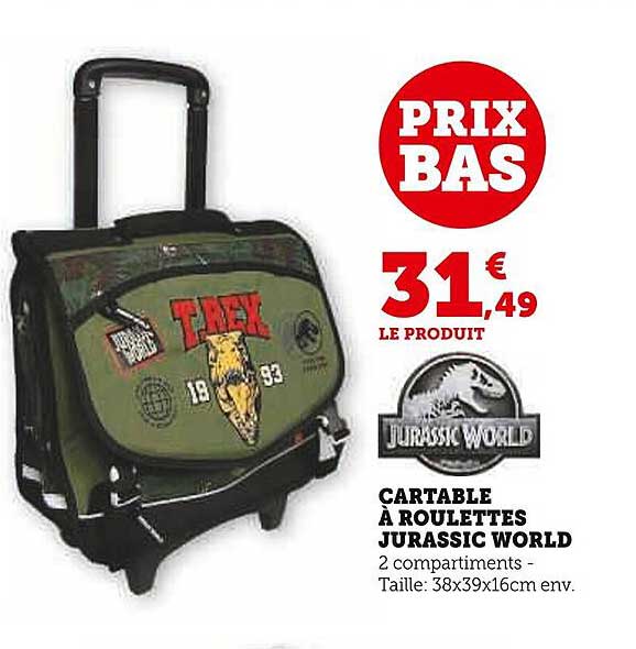 Cartable à roulettes Jurassic World