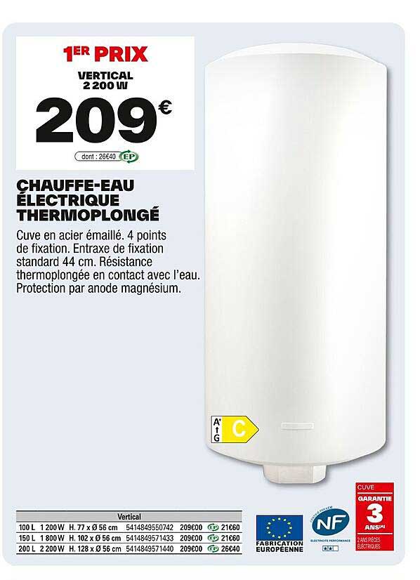 CHAUFFE-EAU ÉLECTRIQUE THERMOPLONGÉ