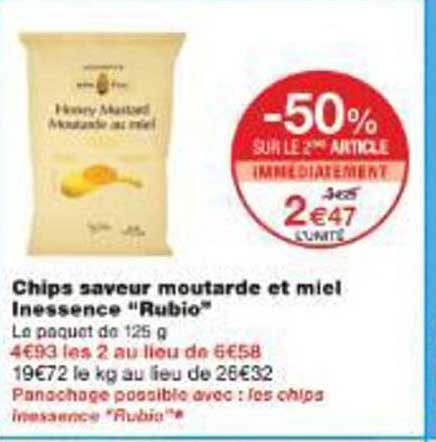 Chips saveur moutarde et miel Inessence “Rubio”