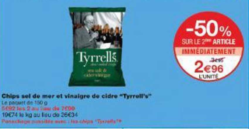 Chips sel de mer et vinaigre de cidre “Tyrrell’s”