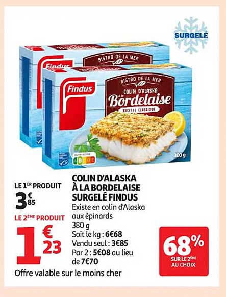 COLIN D'ALASKA À LA BORDELAISE SURGELÉ FINDUS