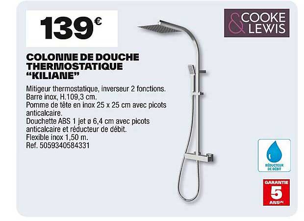 COLONNE DE DOUCHE THERMOSTATIQUE "KILIANE"