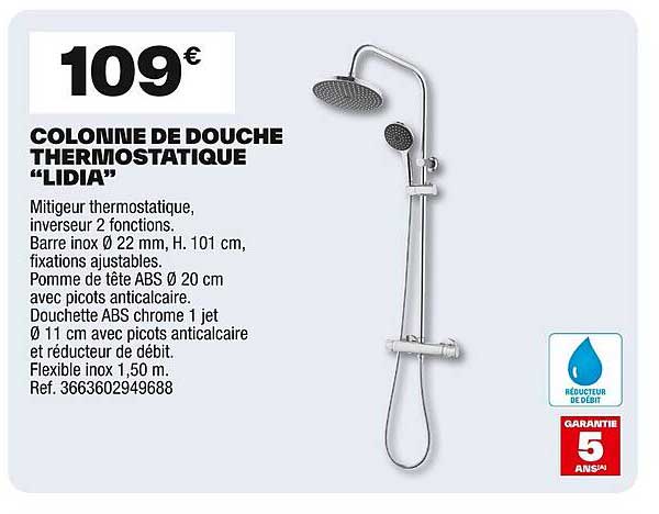 COLONNE DE DOUCHE THERMOSTATIQUE “LIDIA”