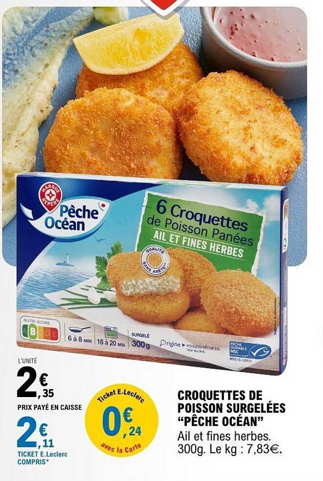 CROQUETTES DE POISSON SURGELÉES "PÊCHE OCÉAN"