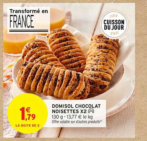 DOMISOL CHOCOLAT NOISETTES X2