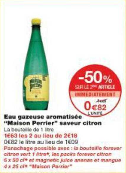 Eau gazeuse aromatisée "Maison Perrier" saveur citron