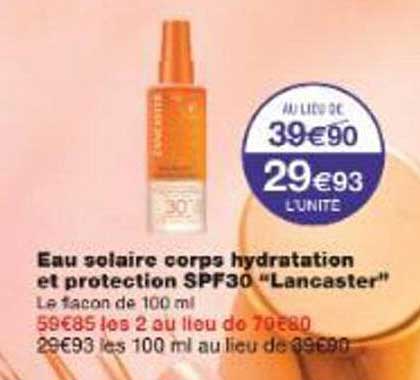 Eau solaire corps hydratation et protection SPF30 "Lancaster"