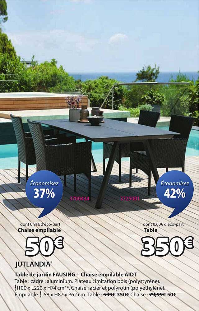 Ensemble de jardin FAUSING + Chaise empilable AIDT