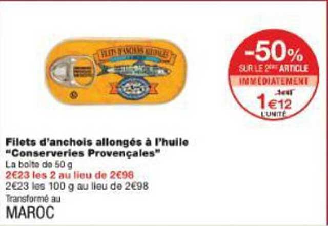 Filets d'anchois allongés à l'huile “Conserveries Provençales”