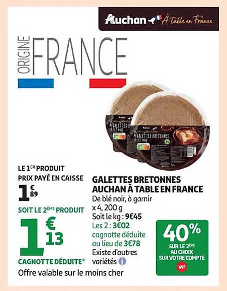 GALLETS BRETONNES AUCHAN À TABLE EN FRANCE
