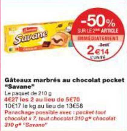Gâteaux marbrés au chocolat pocket “Savane”
