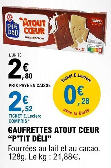 GAUFRETTES ATOUT CŒUR "P'TIT DÉLI"