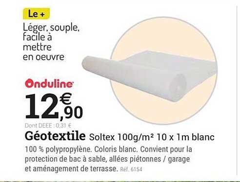 Géotextile Soltex 100g/m² 10 x 1m blanc