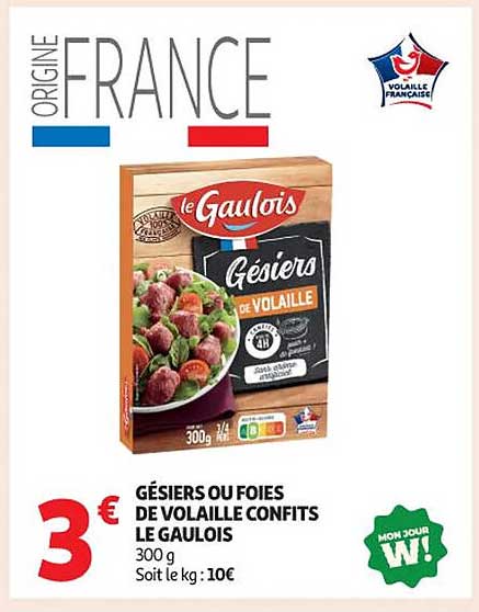 Gésiers ou foies de volaille confits Le Gaulois