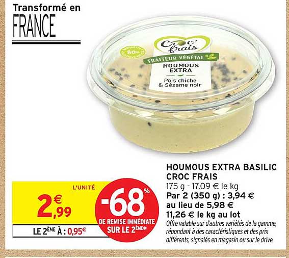 HOUMOUS EXTRA BASILIC CROC FRAIS