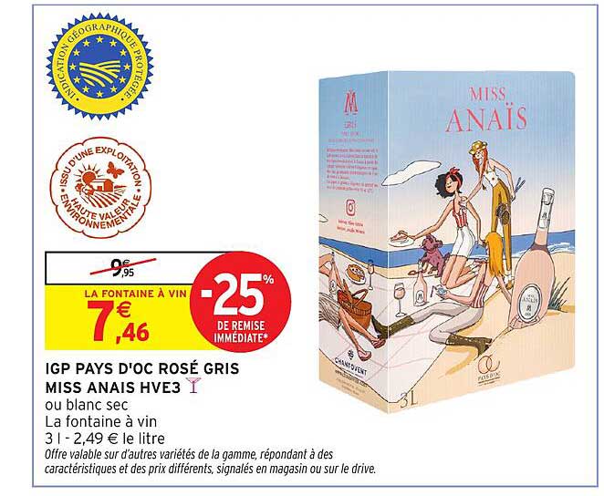 IGP PAYS D'OC ROSÉ GRIS MISS ANAIS HVE3
