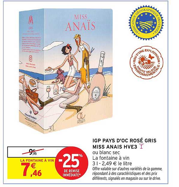 IGP PAYS D'OC ROSÉ GRIS MISS ANAIS HVE3