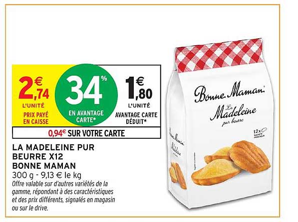 LA MADELEINE PUR BEURRE X12 BONNE MAMAN