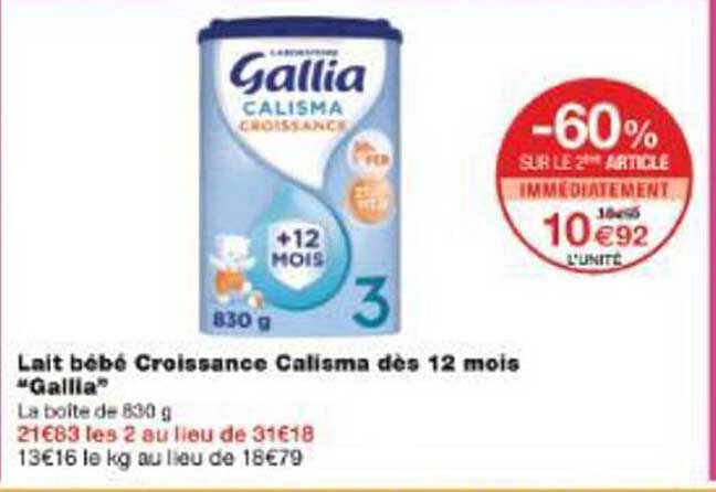Lait bébé Croissance Calisma dès 12 mois "Gallia"