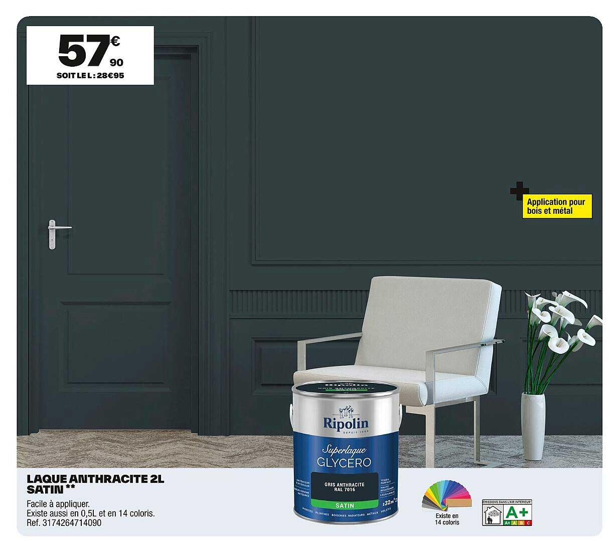LAQUE ANTHRACITE 2L SATIN **