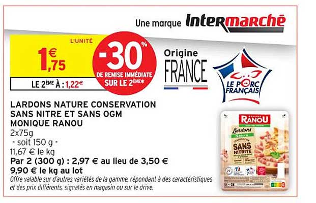 LARDONS NATURE CONSERVATION SANS NITRE ET SANS OGM MONIQUE RANOU