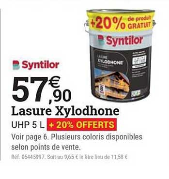 Lasure Xylodhône UHP 5 L + 20% de produit GRATUIT