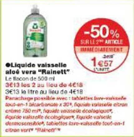 Liquide vaisselle aloé vera "Rainett"