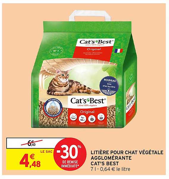 LITIÈRE POUR CHAT VÉGÉTALE AGGLOMÉRANTE CAT'S BEST