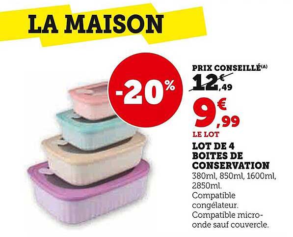 LOT DE 4 BOITES DE CONSERVATION