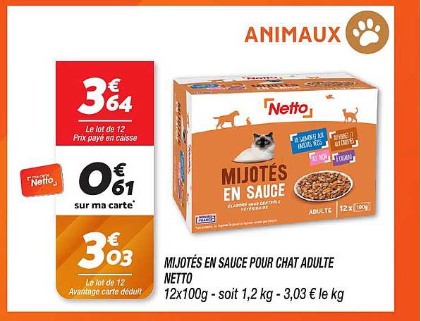 MIJOTÉS EN SAUCE POUR CHAT ADULTE NETTO