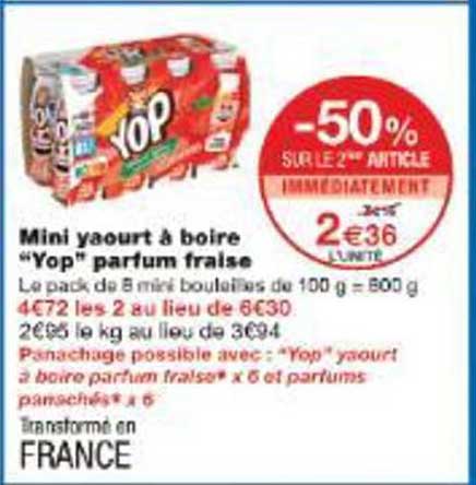 Mini yaourt à boire "Yop" parfum fraise