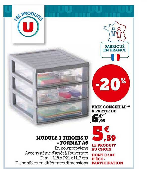 MODULE 3 TIROIRS U - FORMAT A6