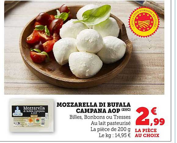 MOZZARELLA DI BUFALA CAMPANA AOP (2 pièces)