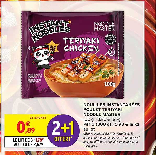 NOUILLES INSTANTANÉES POULET TERIYAKI NOODLE MASTER
