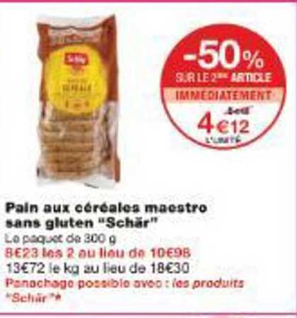 Pain aux céréales maestro sans gluten "Schar"