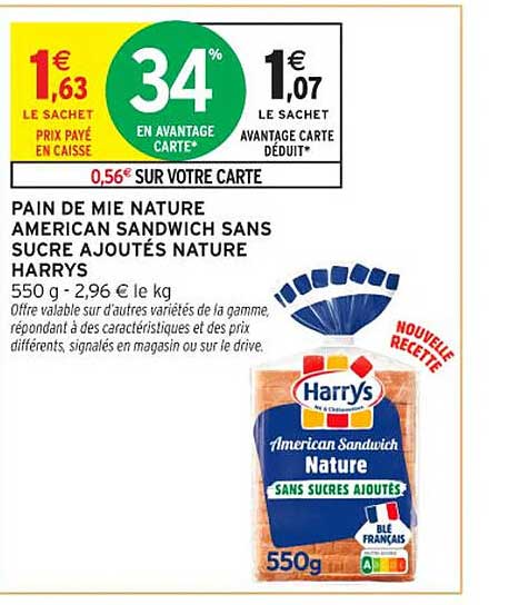 PAIN DE MIE NATURE AMERICAN SANDWICH SANS SUCRE AJOUTÉS NATURE HARRYS