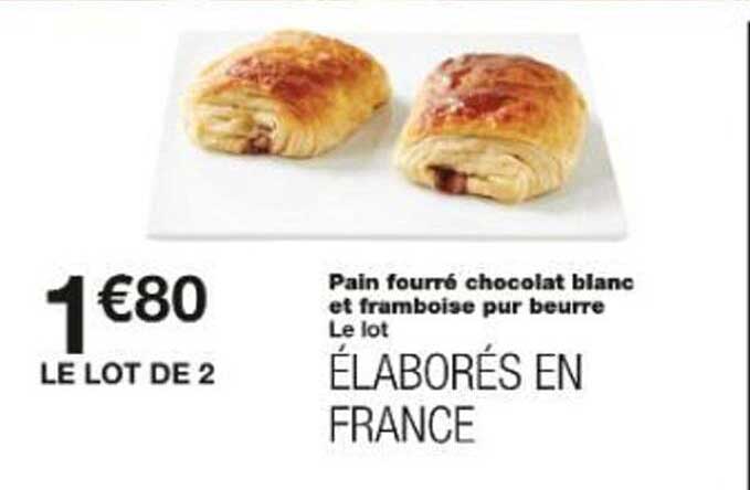 Pain fourré chocolat blanc et framboise pur beurre Le lot