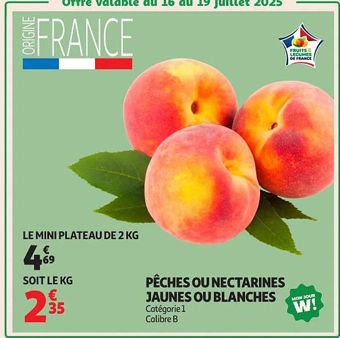 Pêches ou nectarines jaunes ou blanches - Mini plateau de 2 kg