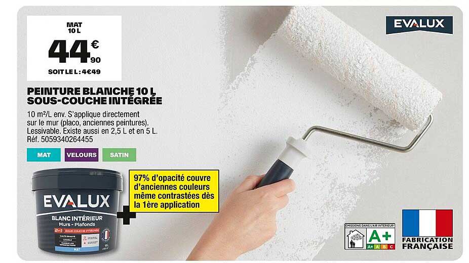 PEINTURE BLANCHE 10 L, SOUS-COUCHE INTÉGRÉE