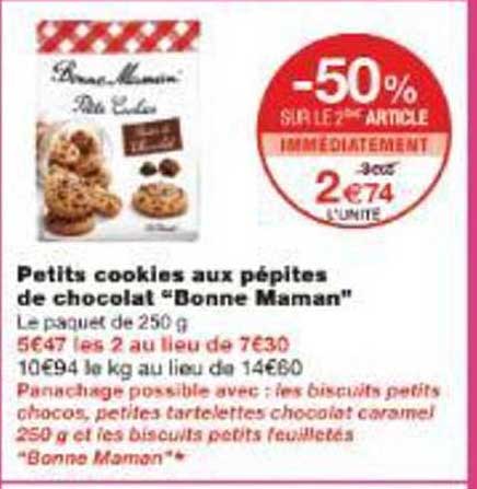 Petits cookies aux pépites de chocolat "Bonne Maman"