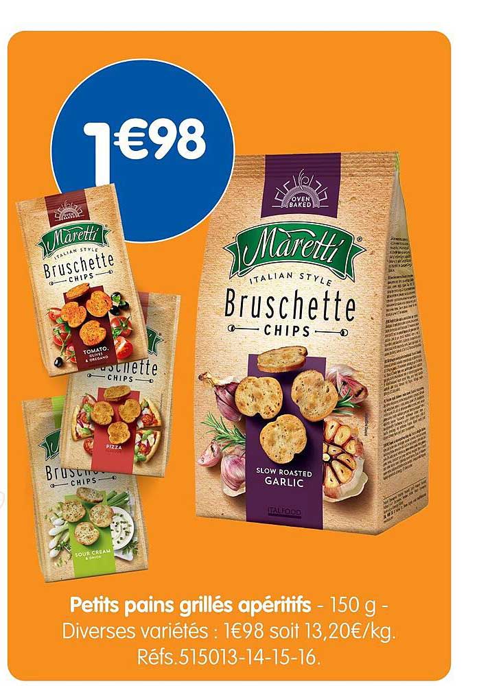 Petits pains grillés apéritifs - 150 g - Diverses variétés