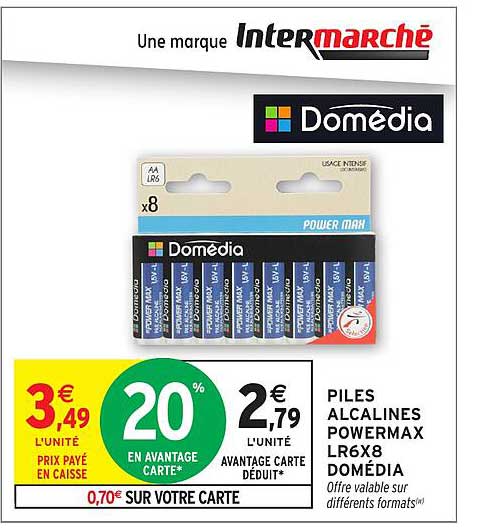 Piles alcalines Powermax LR6 x8 Domédia