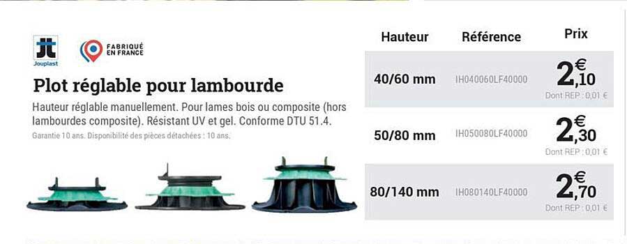 Plot réglable pour lambourde