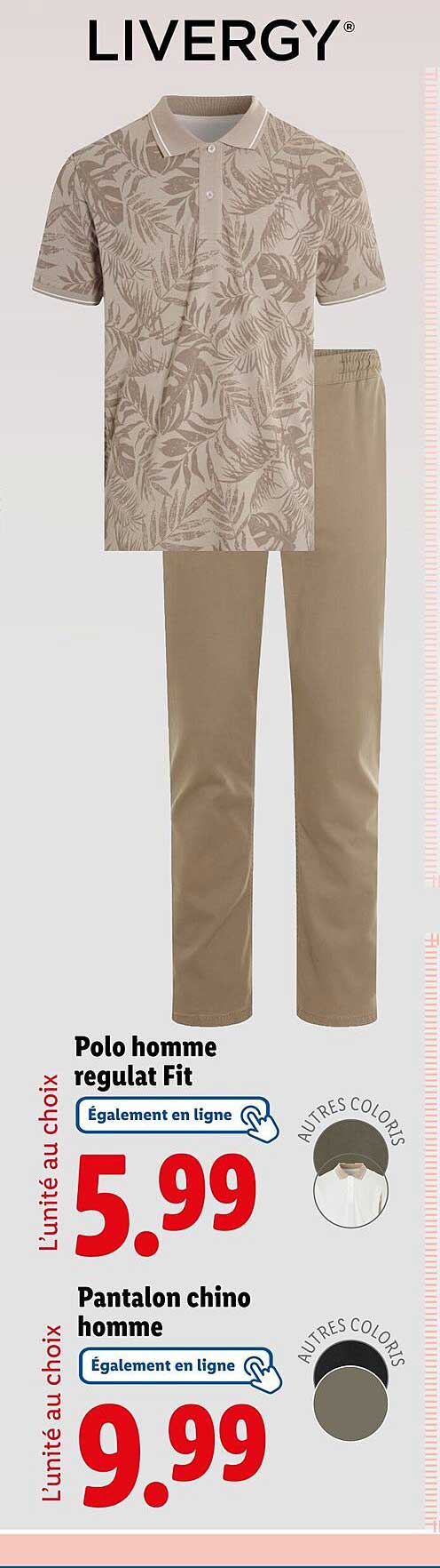 Polo homme regulat Fit et Pantalon chino homme