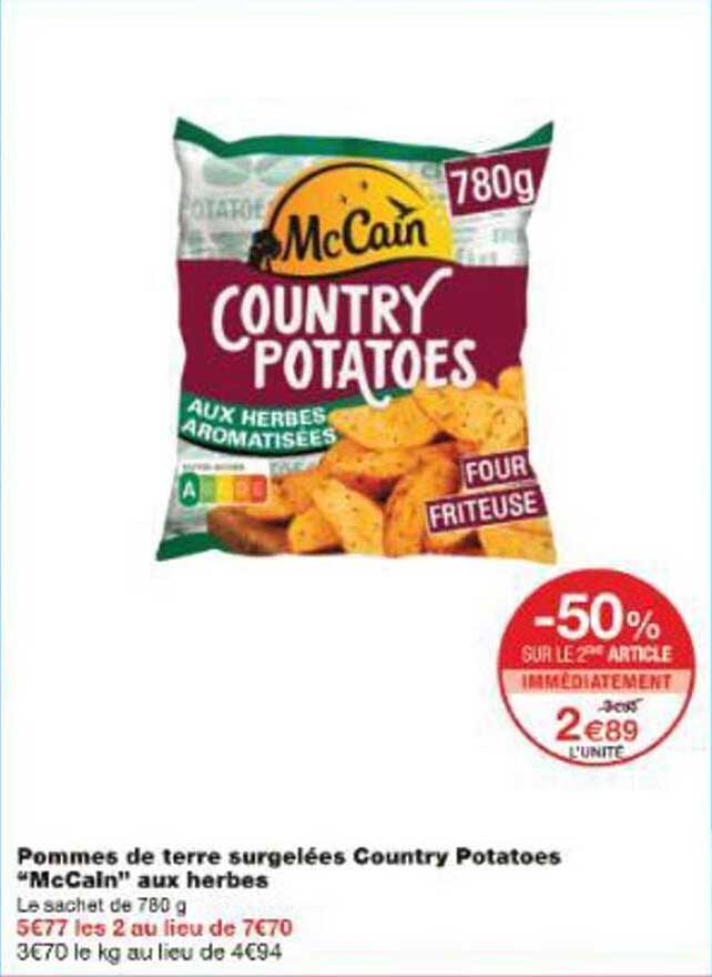 Pommes de terre surgelées Country Potatoes "McCain" aux herbes